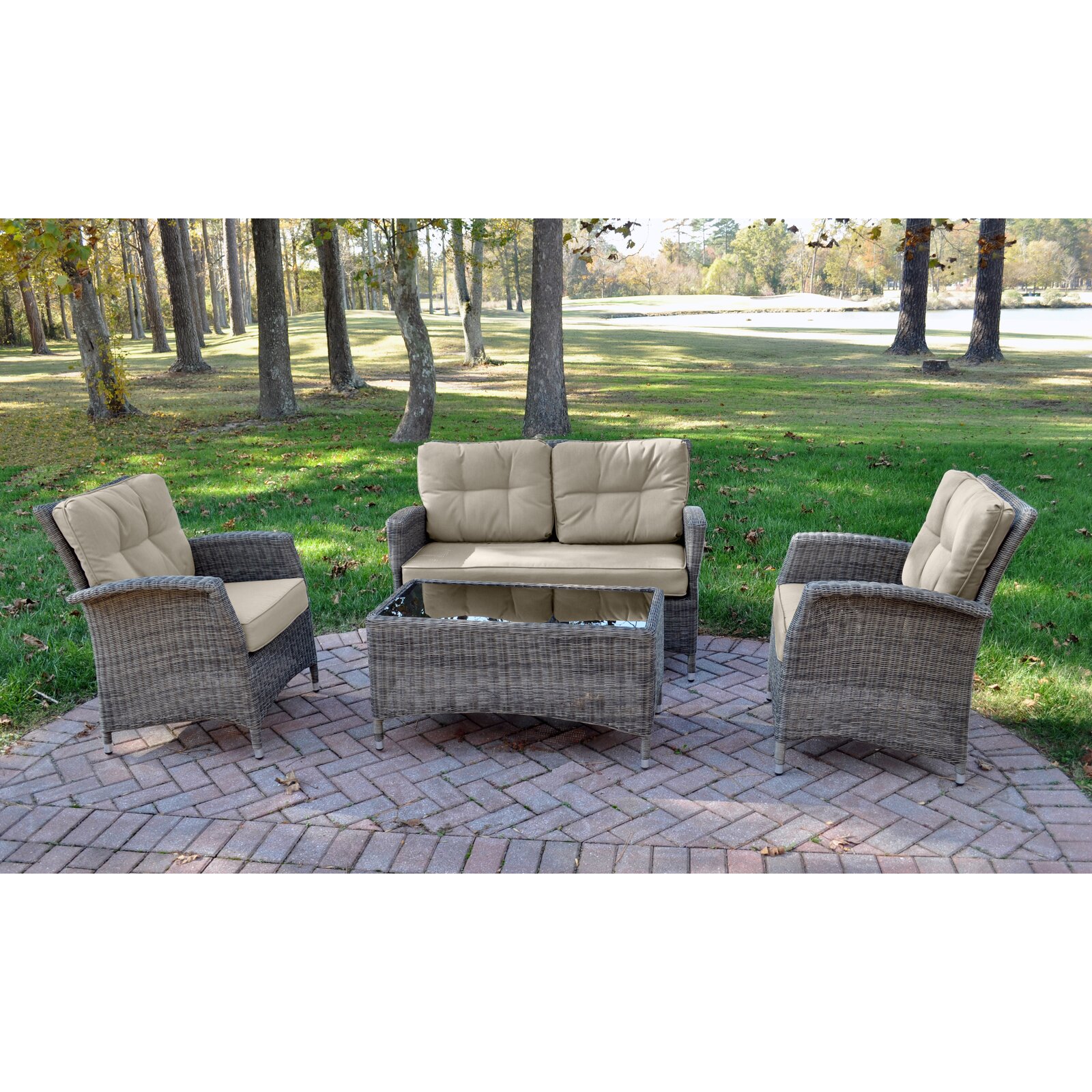 Kettler Wicker/Rattan 4 - Person Seating Group with Cushions